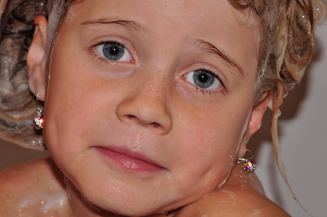 child, girl, face, view, wet, wash hair, close up, wash hair, wash hair, wash hair, wash hair, wash hair